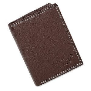 Real leather wallet in portrait format Dark Brown