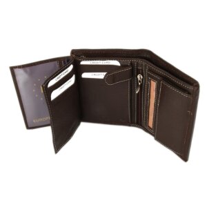 Real leather wallet in portrait format Dark Brown