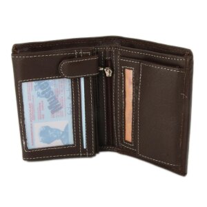 Real leather wallet in portrait format Dark Brown