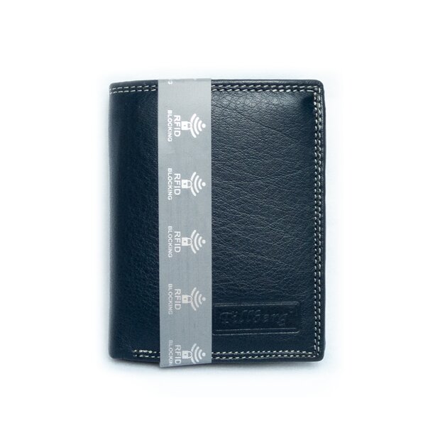 Real leather wallet in portrait format Navy Blue