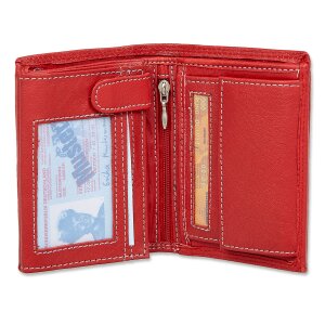 Real leather wallet in portrait format Red