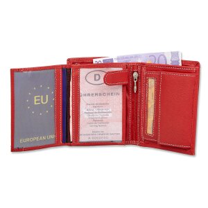 Real leather wallet in portrait format Red