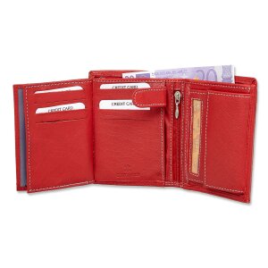 Real leather wallet in portrait format Red