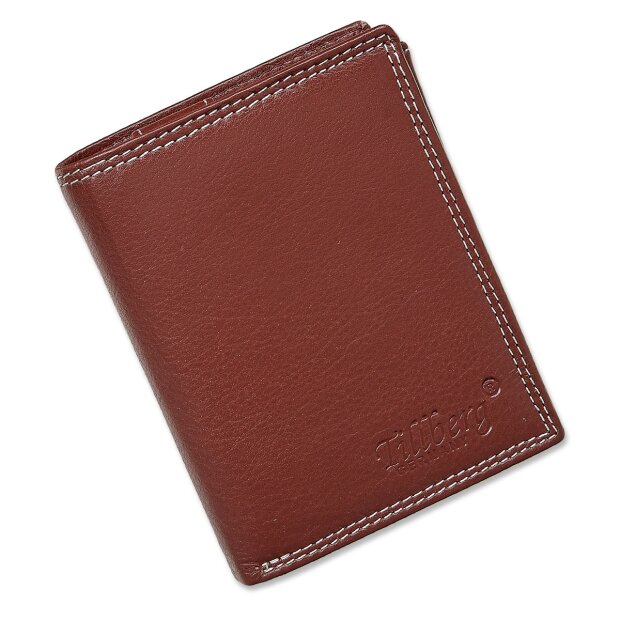 Real leather wallet in portrait format Reddish Brown