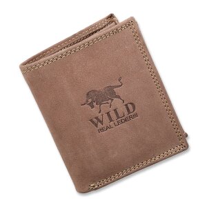 Wallet Wild Real Leather !!!, hunter, portrait format, real leather, high quality processing / Dark Brown MK-024