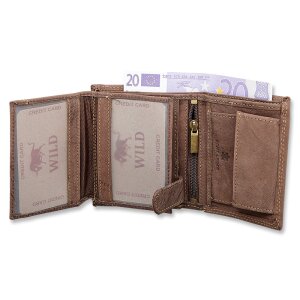 Wallet Wild Real Leather !!!, hunter, portrait format, real leather, high quality processing / Dark Brown MK-024