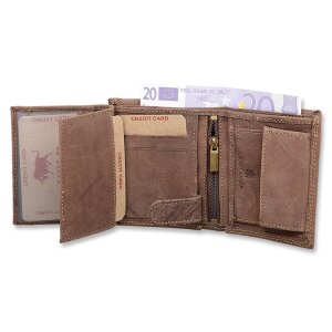 Wallet Wild Real Leather !!!, hunter, portrait format, real leather, high quality processing / Dark Brown MK-024