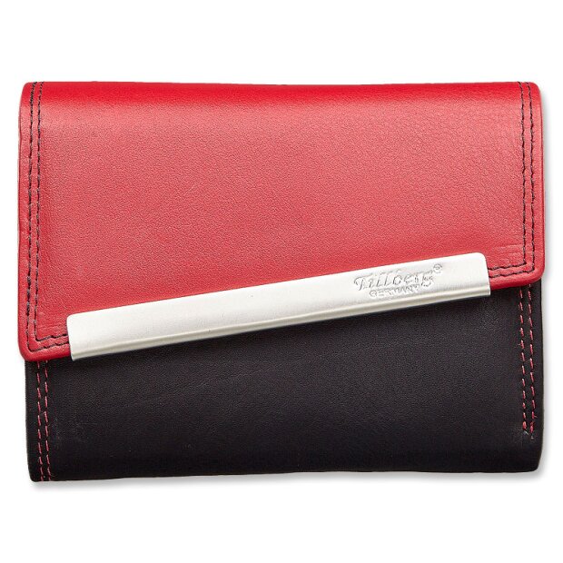 Tillberg ladies wallet made from real nappa leather 9,5x12,5x3 cm black+red