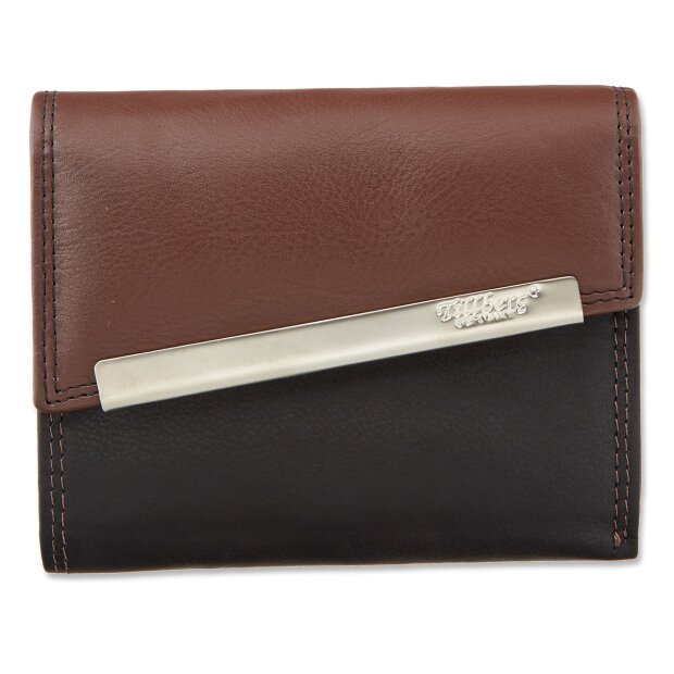 Tillberg ladies wallet made from real nappa leather 9,5x12,5x3 cm black+reddish brown