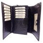 High quality and robust real leather wallet in croco look, water buffalo leather black