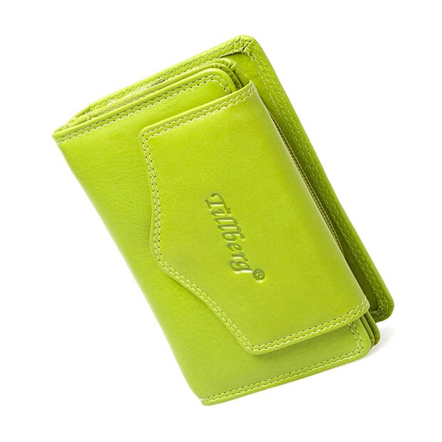 Tillberg ladies wallet made from real leather 9 cm x 13,5 cm x 3 cm lime