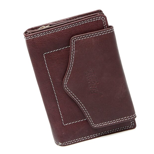 Tillberg ladies wallet made from real leather 9 cm x 13,5 cm x 3 cm dark brown+white