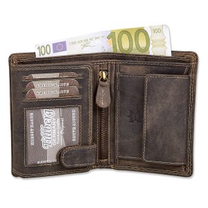 Real leather wallet with indian motif black