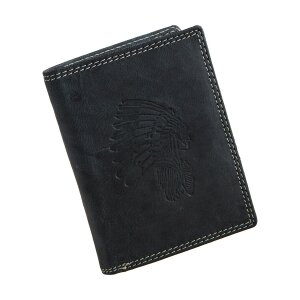 Real leather wallet with indian motif black