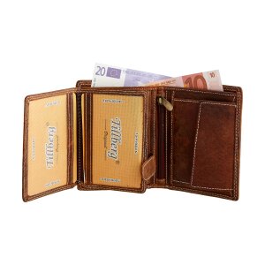 Real leather wallet with indian motif tan