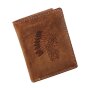 Real leather wallet with indian motif tan