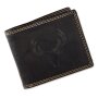 Wallet made from real leather with deer head motif, black