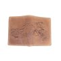 Real leather wallet with motor cycle motif, high quality, robust tan