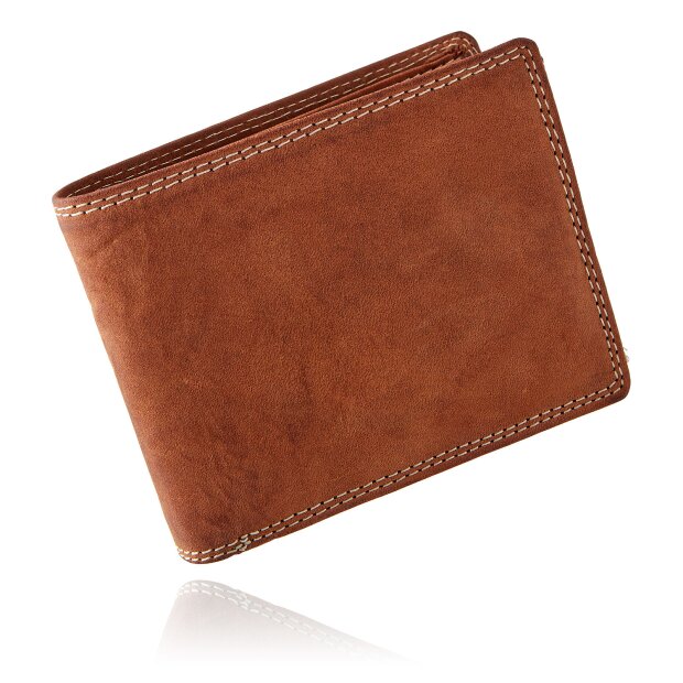 Wallet for men made from real water buffalo leather, tan