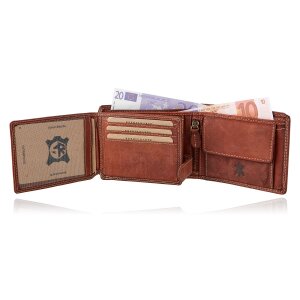 Wallet for men made from real water buffalo leather, mushroom