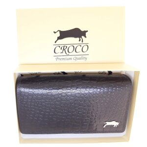 Real leather ladies wallet, croco leather look