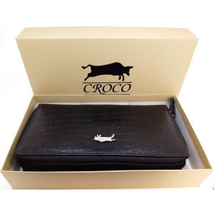 Real leather ladies wallet, croco leather look