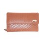 Real leather wallet in croco look tan