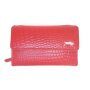 Real leather wallet in croco look red