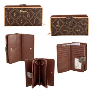 Leatherette wallet, coffee brown - Wholesale of leather goods, fashio