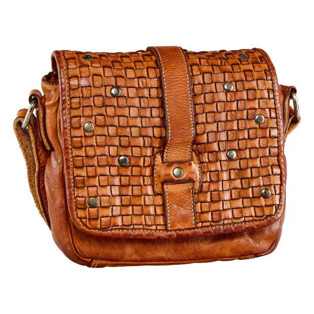 Real leather hand bag, shoulder bag, mango tan