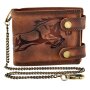 Real leather biker wallet with horse motiv