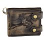 Real leather biker wallet with horse motif black