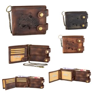 Real leather biker wallet with Lionmotif