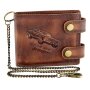 Real leather biker wallet with Car motif