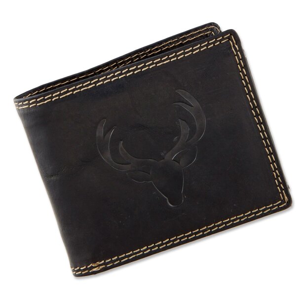 Wallet made from real leather with deer head motif