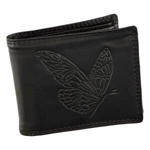 Real leather wallet, biker wallet, wallet format withButterfly motif