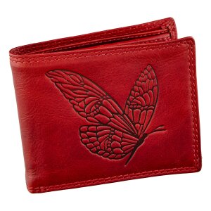 Real leather wallet, biker wallet, wallet format withButterfly motif