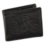 Real leather wallet, biker wallet, wallet format with Motorcycle motif black