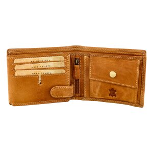 Real leather wallet, biker wallet, wallet format with Motorcycle motif tan