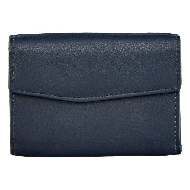 Wallet made from real leather 11X8cm navy blue