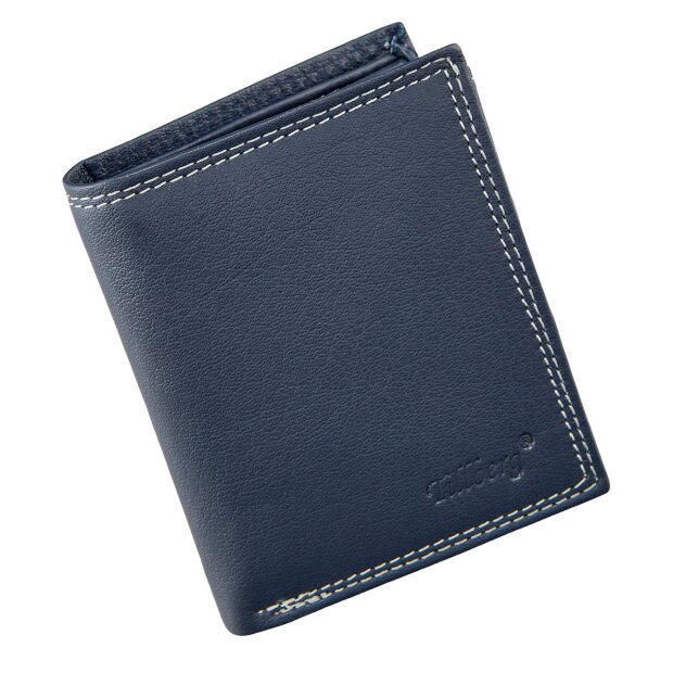 Wallet made from real leather navy blue