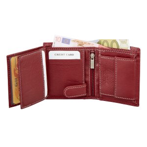 Wallet made from real leather wine red