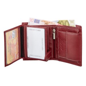 Wallet made from real leather wine red