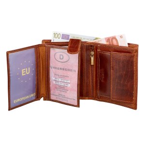 Wallet made of real leather with motor cycle motif