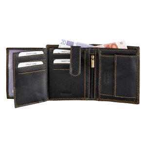 Wallet made of real leather with motor cycle motif Black