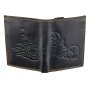 Wallet made of real leather with motor cycle motif Black