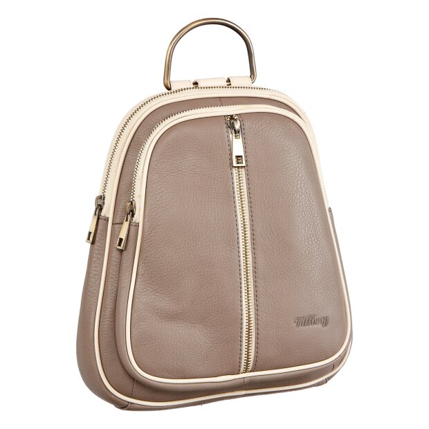 Echt Leder Rucksack Nappa Leder #1018 taupe + Elfenbein