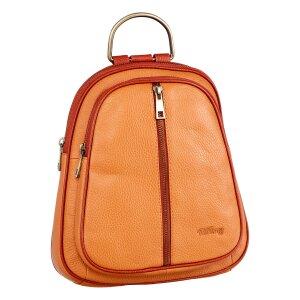 Echt Leder Rucksack Nappa Leder #1018  tan + korall