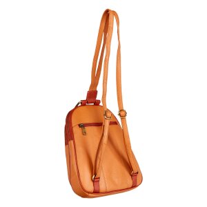 Real Leather bagback  tan + coral