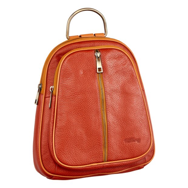 Echt Leder Rucksack Nappa Leder #1018 korall + tan